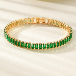 Pulsera tennis con esmeralda
