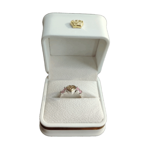 Anillo de plata con oro laminado 15 años corazón
